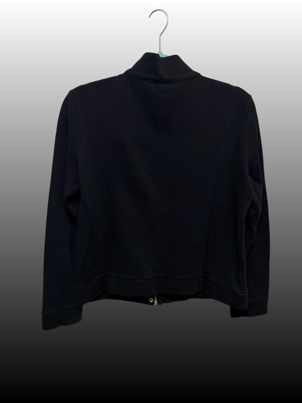 Lauren Ralph Lauren Petite Zip Jacket PM Black 100% Cotton Silver Hardware - Picture 6 of 7